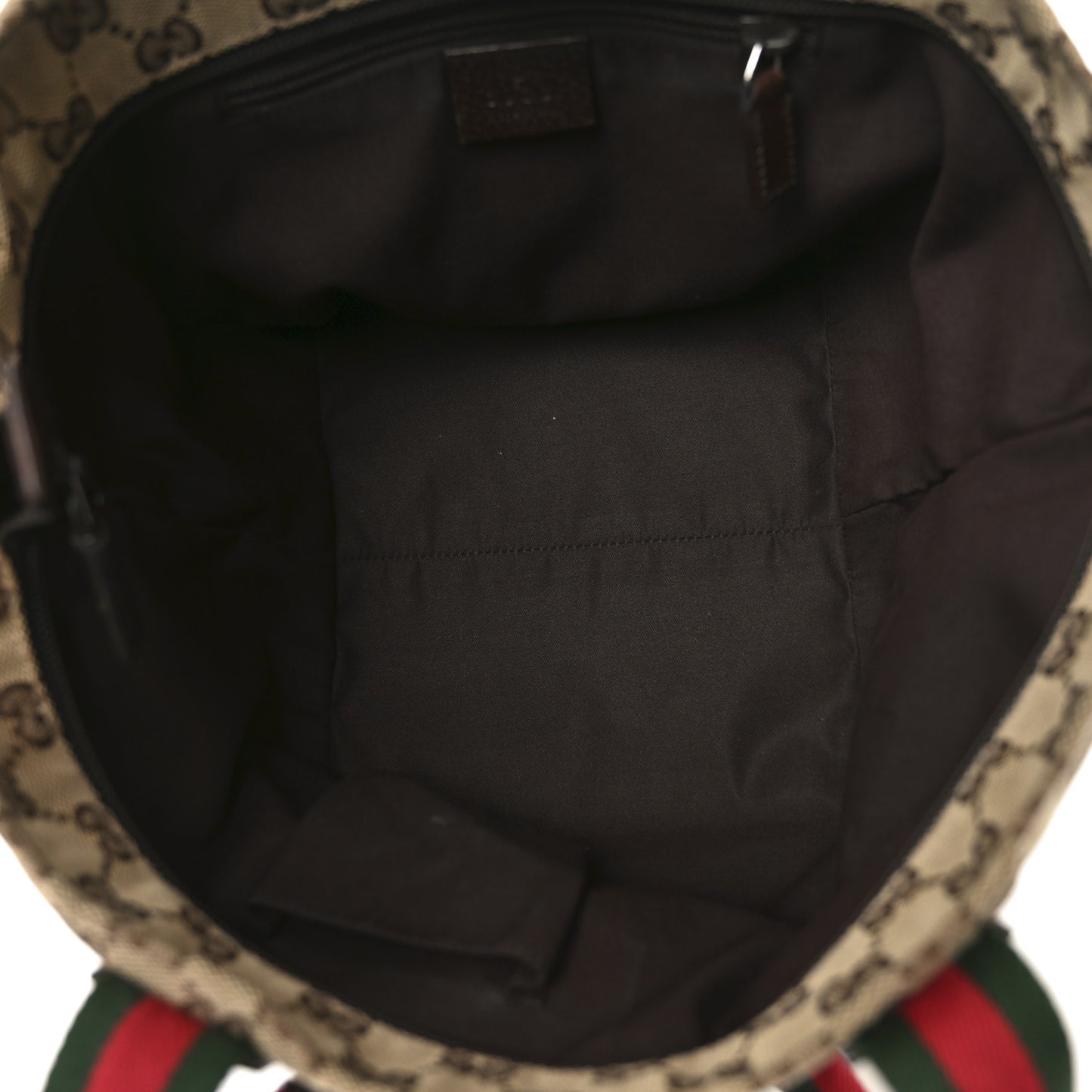 GG Monogram Small Web Handle Bucket Tote Dark Brown