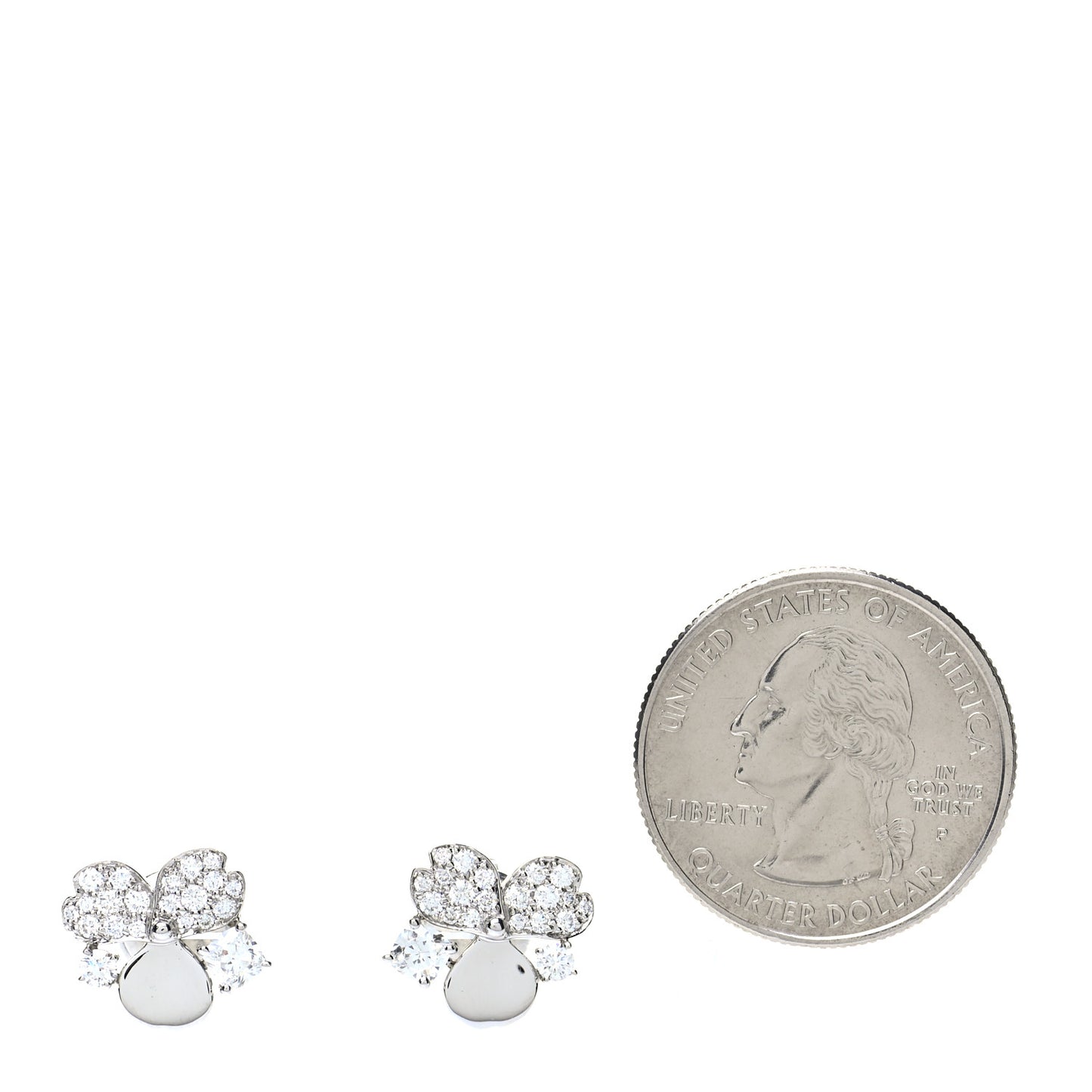 Platinum Diamond Paper Flowers Cluster Earrings