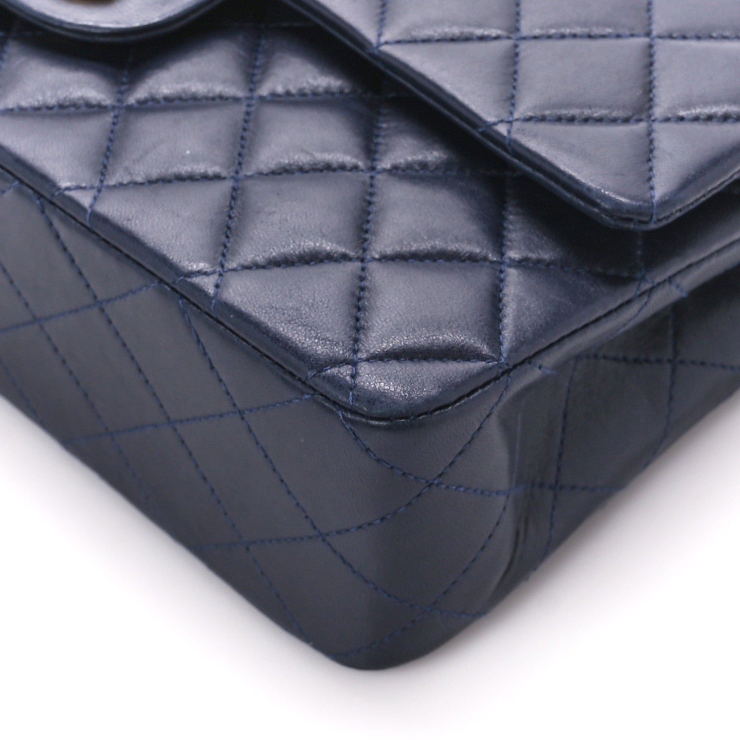 Chanel Lambskin Quilted Medium Double Flap Navy 11 of 12