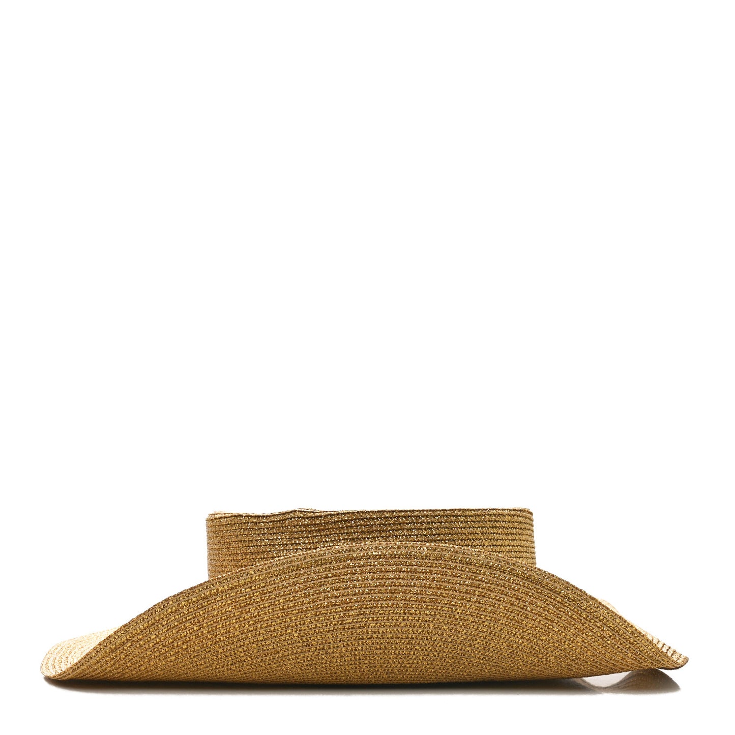 Glittered Straw Grosgrain Wide Brim Hat Gold Black