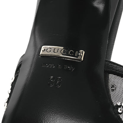 Gucci Tela Retino Kid Scamosciato Crystal GG Monogram Square Demi Mule Sandals 36 Black 8 of 12