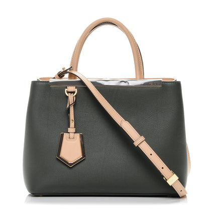 Fendi Vitello Dolce Bi-Color Petite 2Jours Tote Verde Prato Makeup 1 of 7