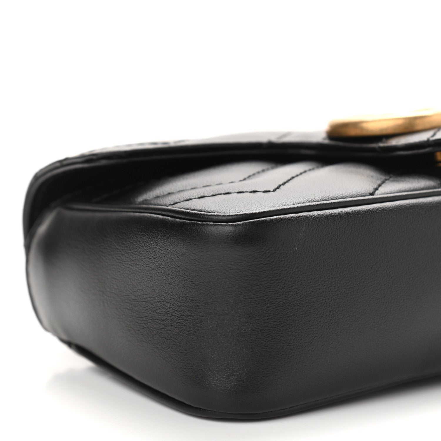 Gucci Calfskin Matelasse Super Mini GG Marmont Shoulder Bag Black 9 of 10