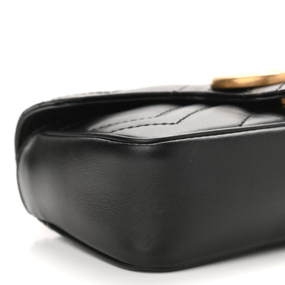 Gucci Calfskin Matelasse Super Mini GG Marmont Shoulder Bag Black 9 of 10