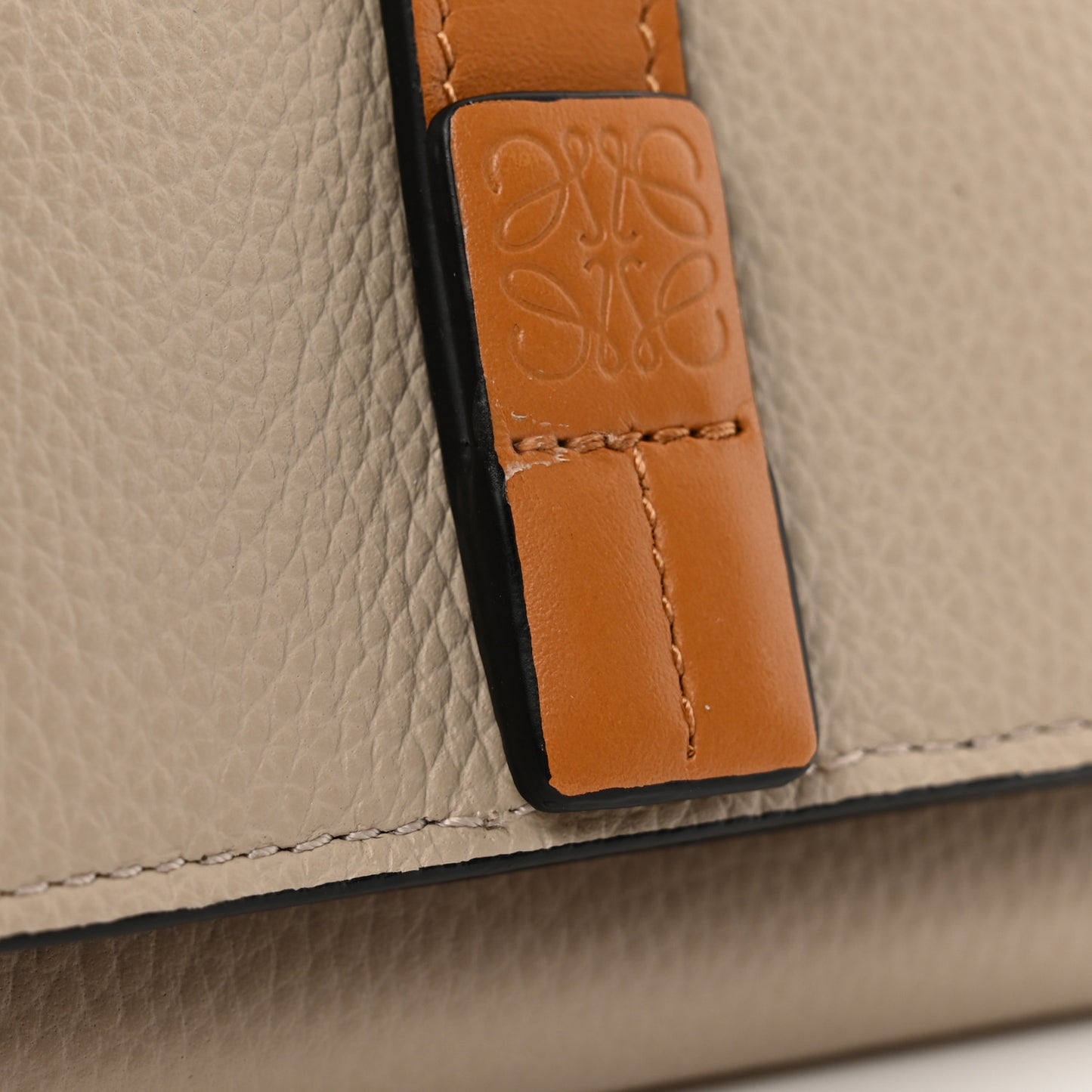 Grained Calfskin Anagram Embossed Trifold Wallet Light Oat Honey