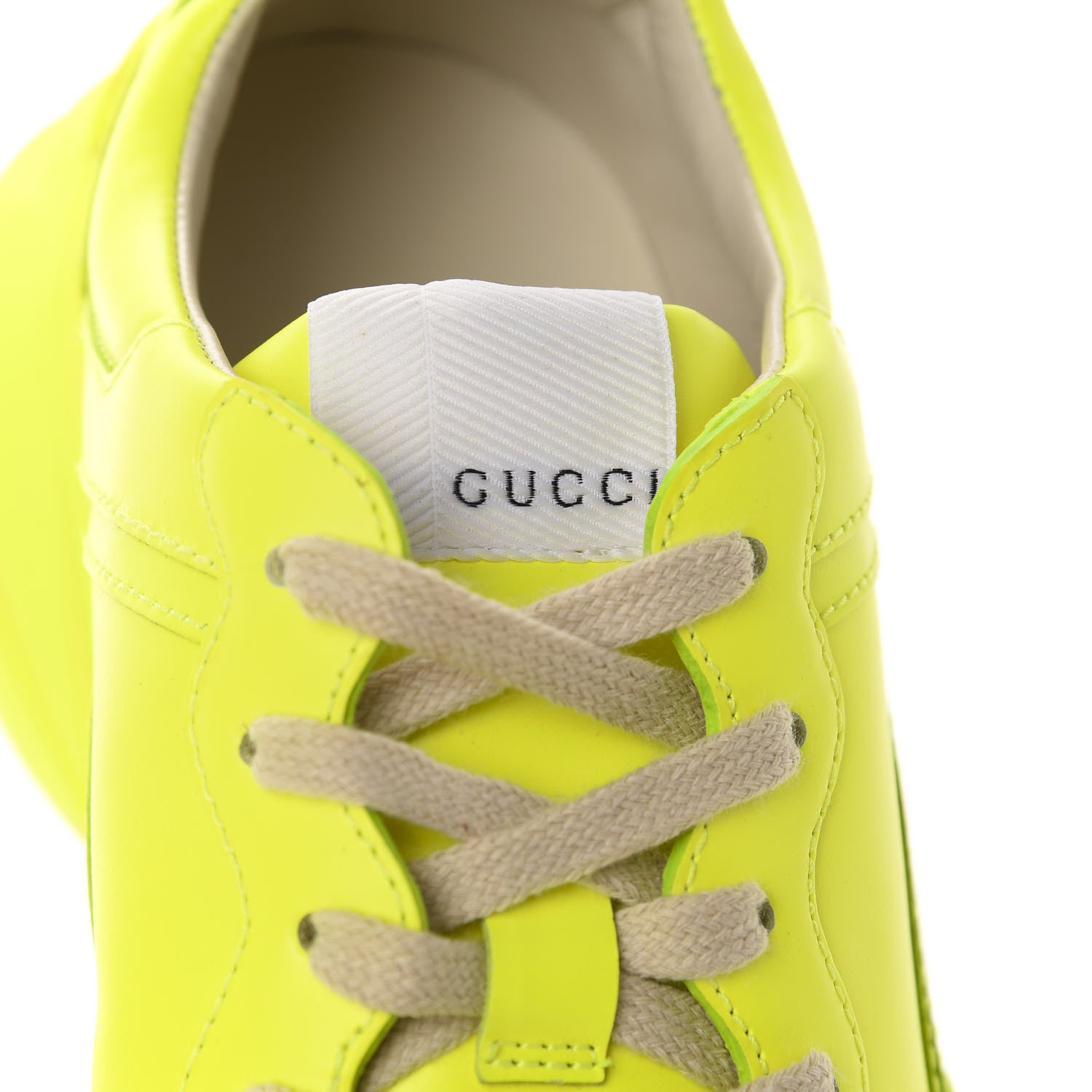 Gucci Calfskin Womens Rhyton Sneakers 38.5 Fluo Yellow 9 of 14