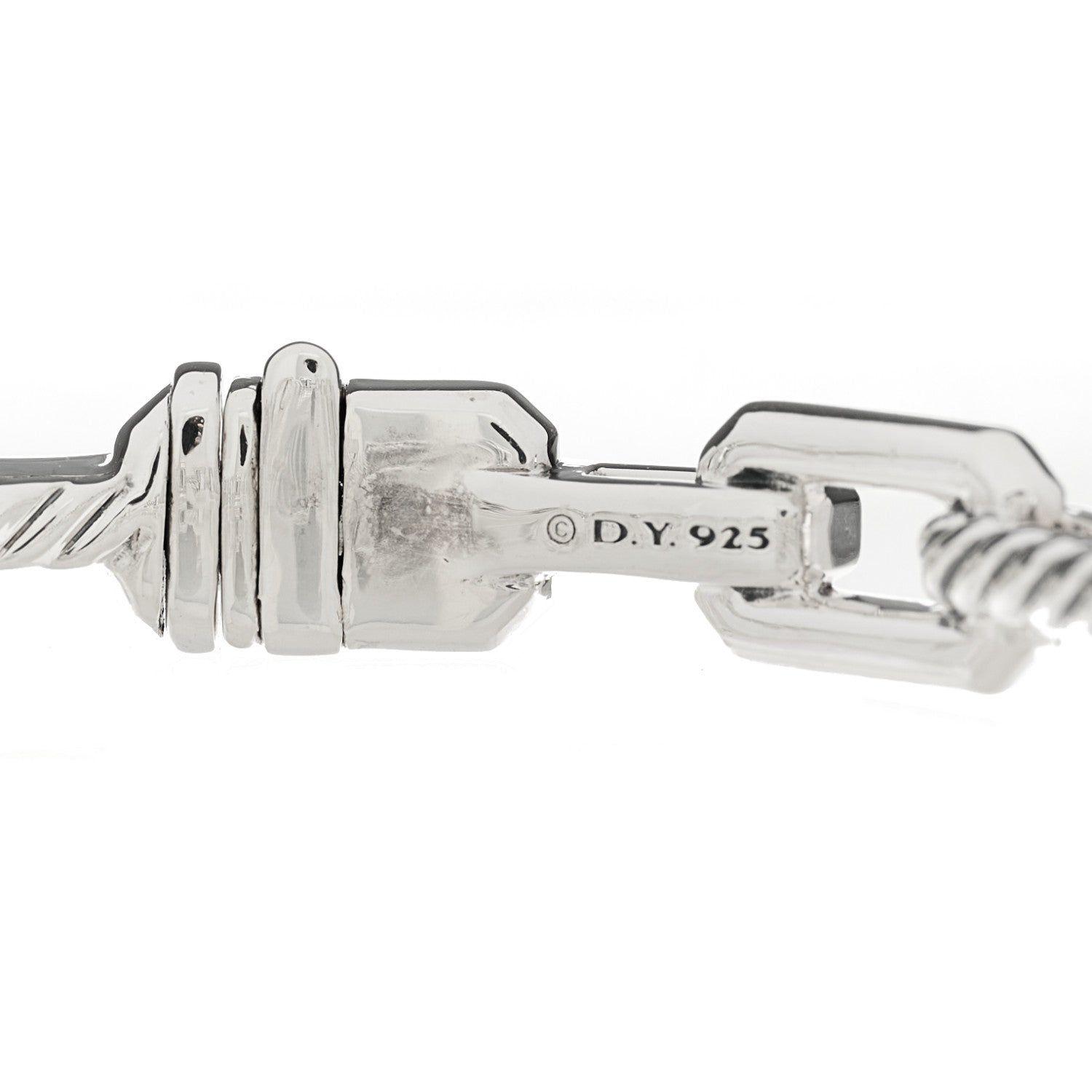 David Yurman Sterling Silver Diamond 7mm Stax Link Bangle Bracelet 3 of 3