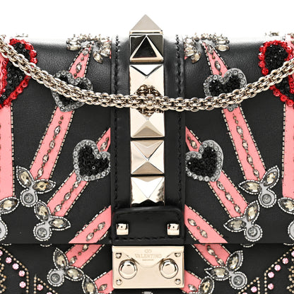 Valentino Garavani Vitello Crystal Loveblade Embellished Medium Glam Lock Rockstud Flap Black 7 of 10