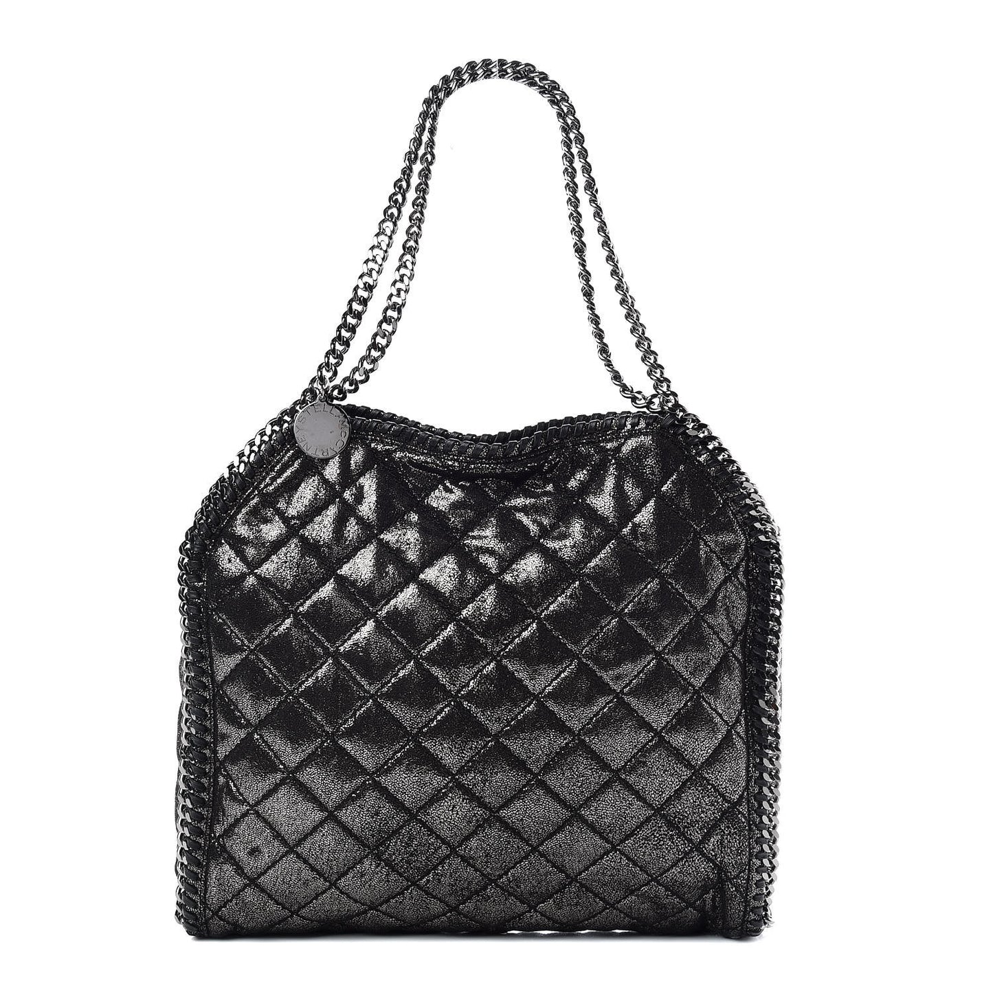 Metallic Quilted Small Falabella Tote Black