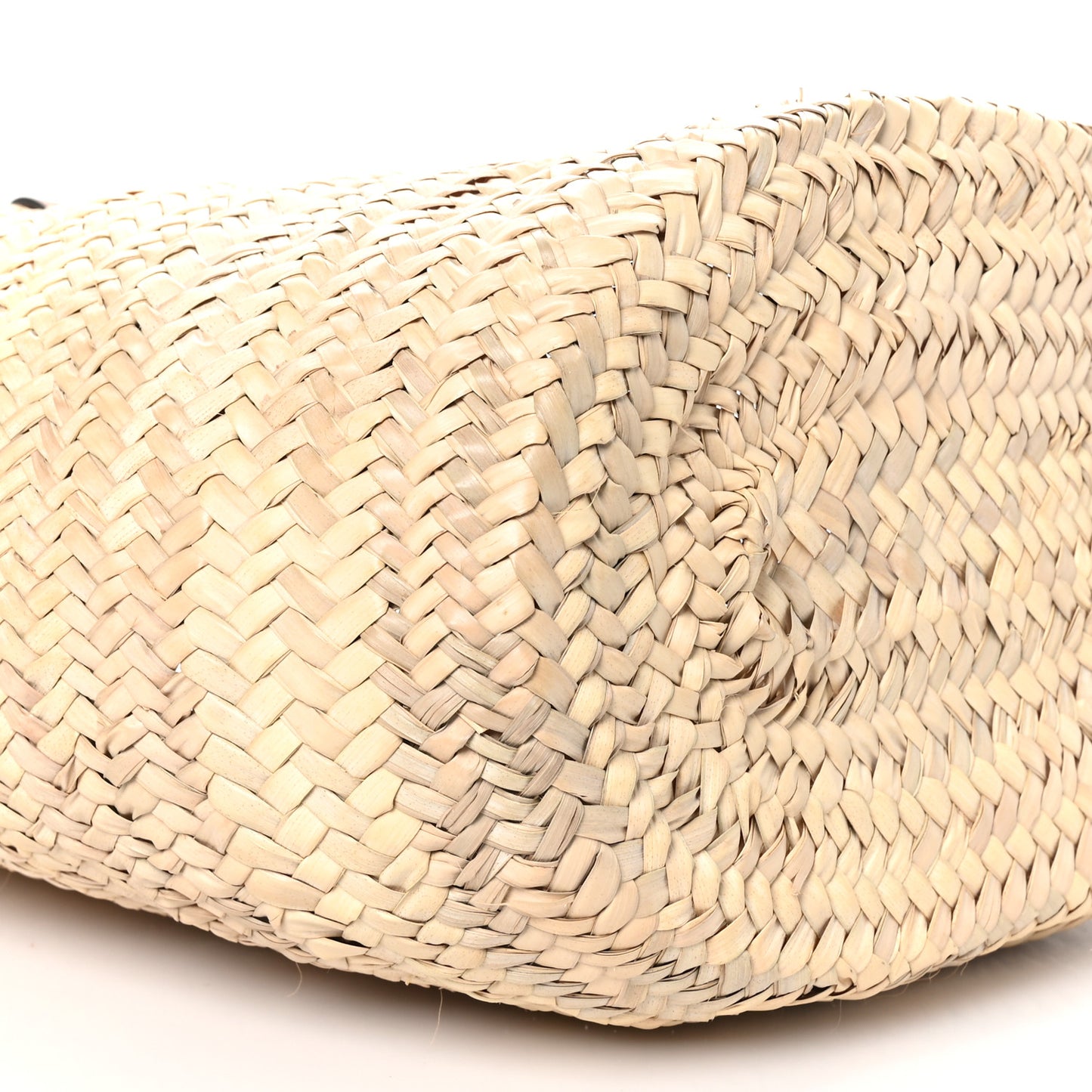 Raffia Calfskin Triomphe Large Panier Tan
