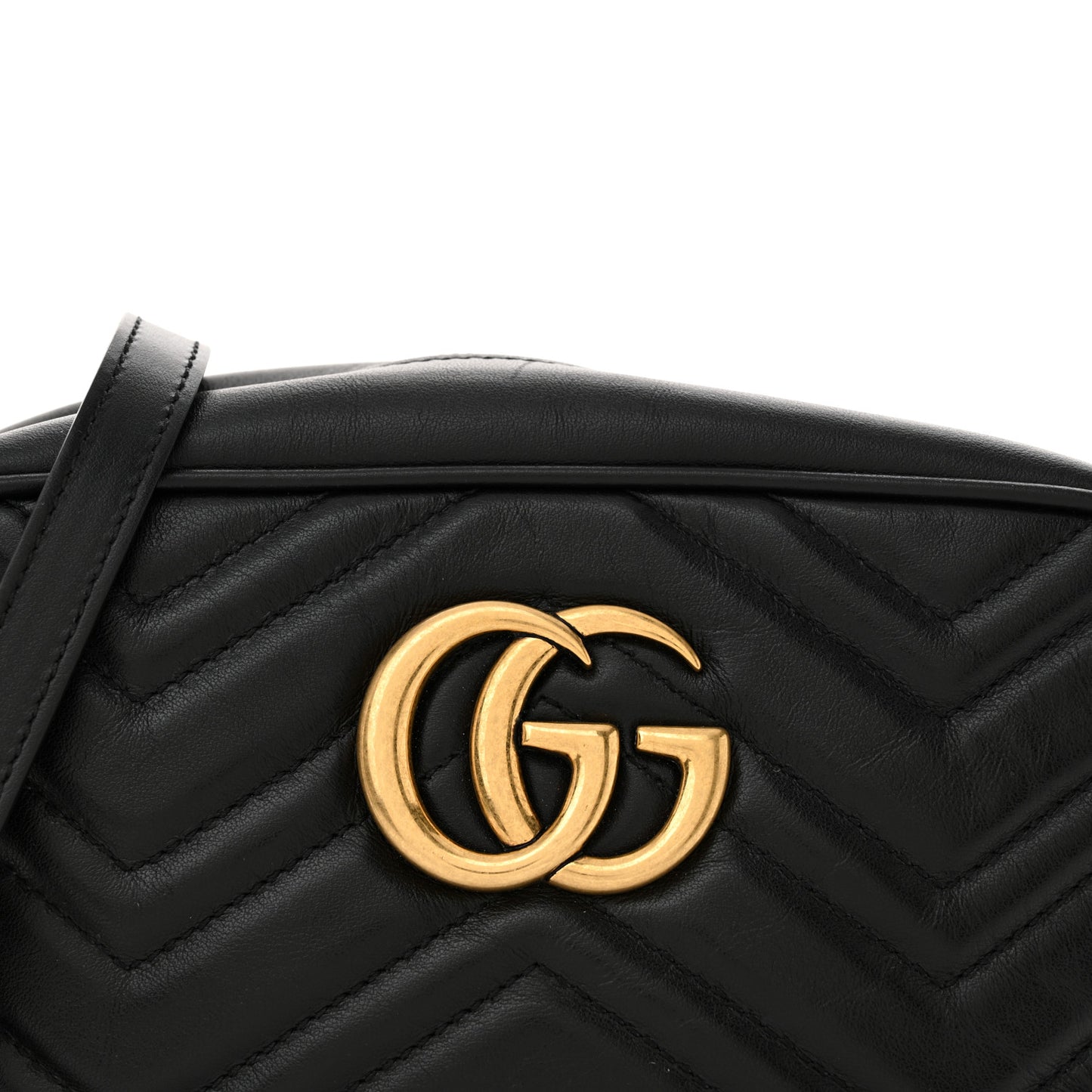Calfskin Matelasse Small GG Marmont Chain Shoulder Bag Black