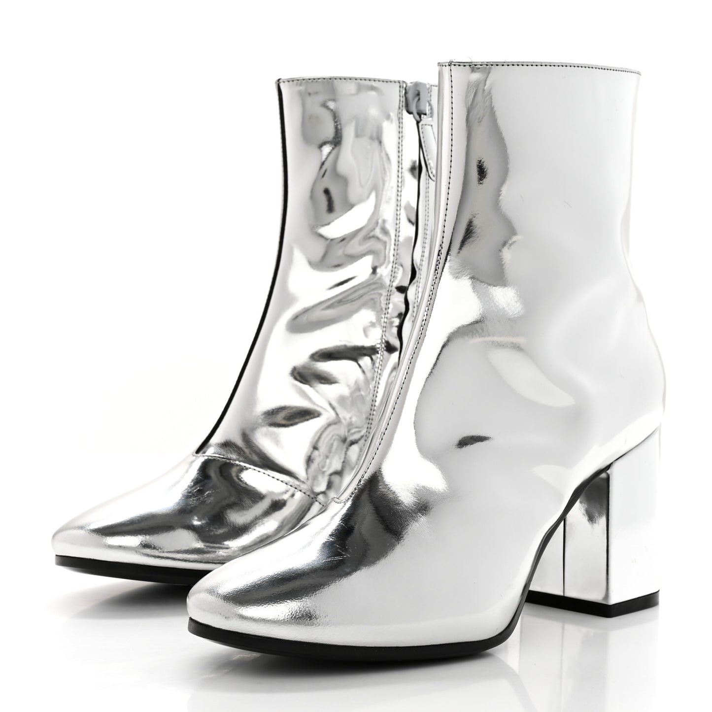 Miroir Calfskin Ankle Booties 36 Argent