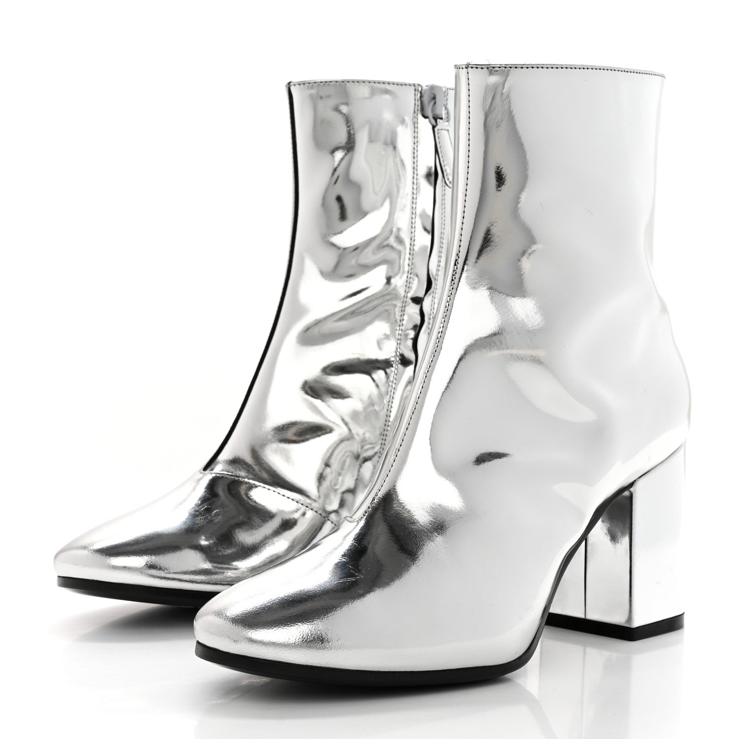 Balenciaga Miroir Calfskin Ankle Booties 36 Argent 3 of 12
