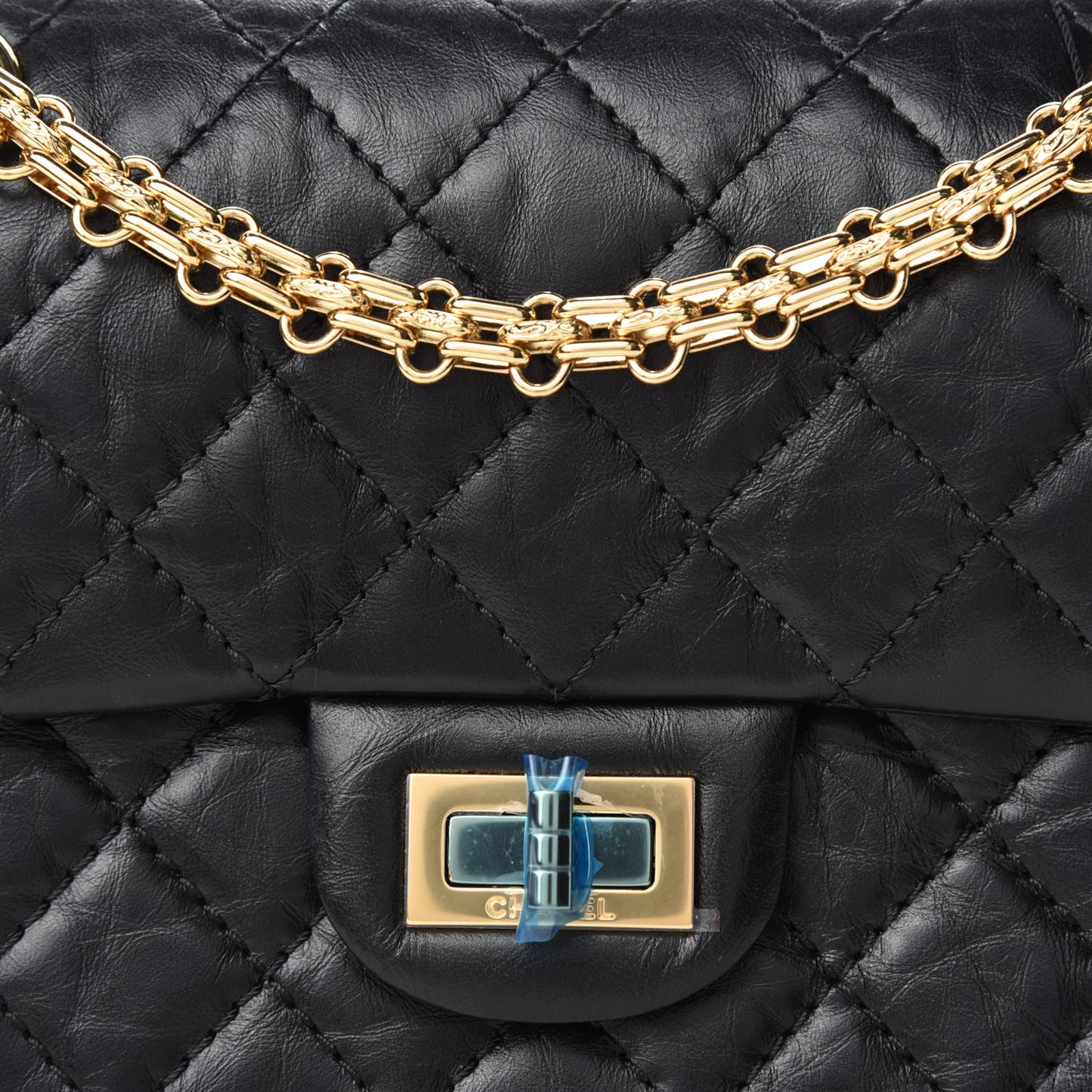 Aged Calfskin Quilted 2.55 Reissue Mini Flap Black