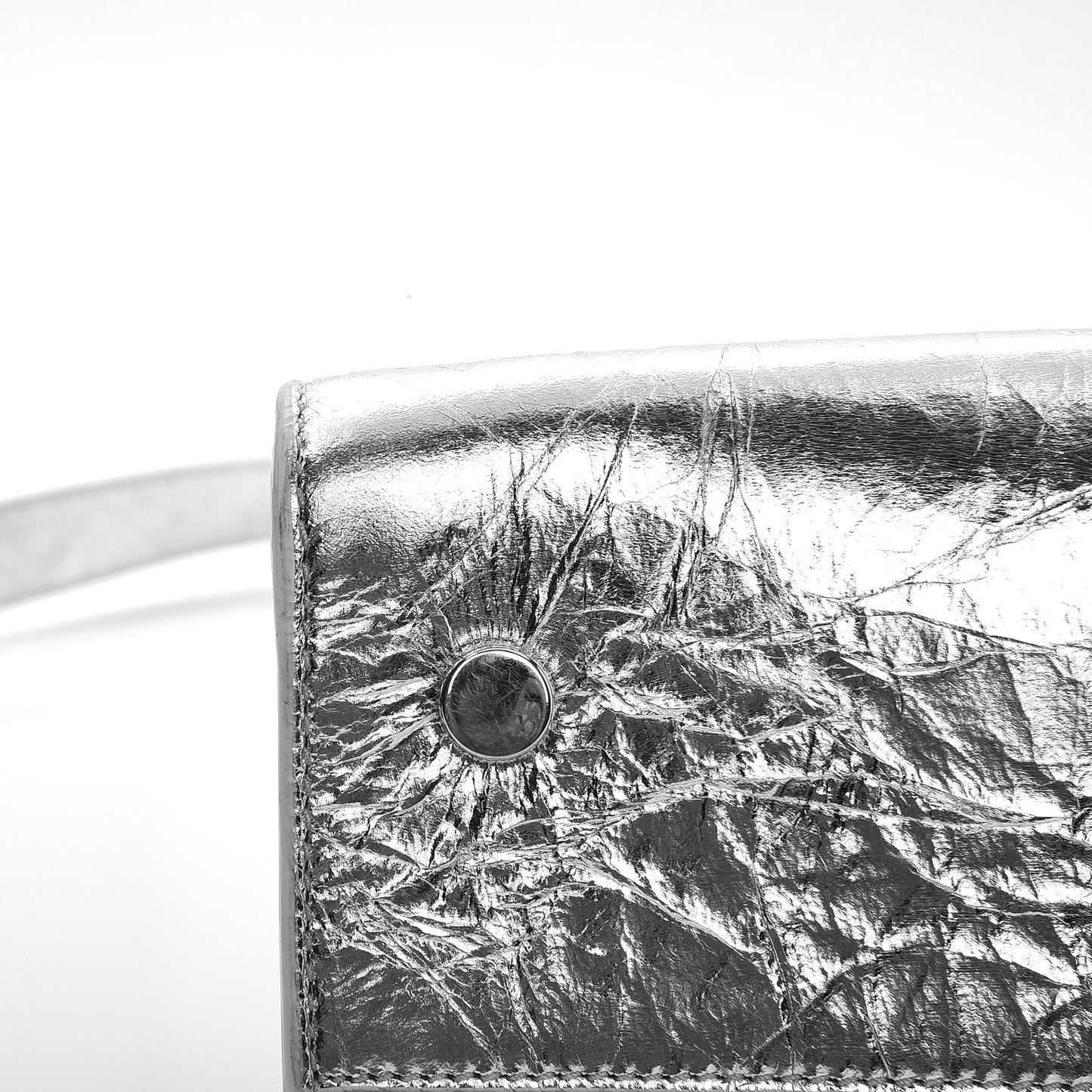 Metallic Calfskin Medium Diorever Flap Silver