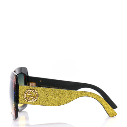Gucci Square Frame GG0102S Sunglasses Glitter Gold Multi 3 of 10