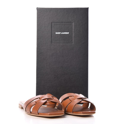 Saint Laurent Calfskin Tribute 05 Slide Sandals 38.5 Ambra 9 of 9