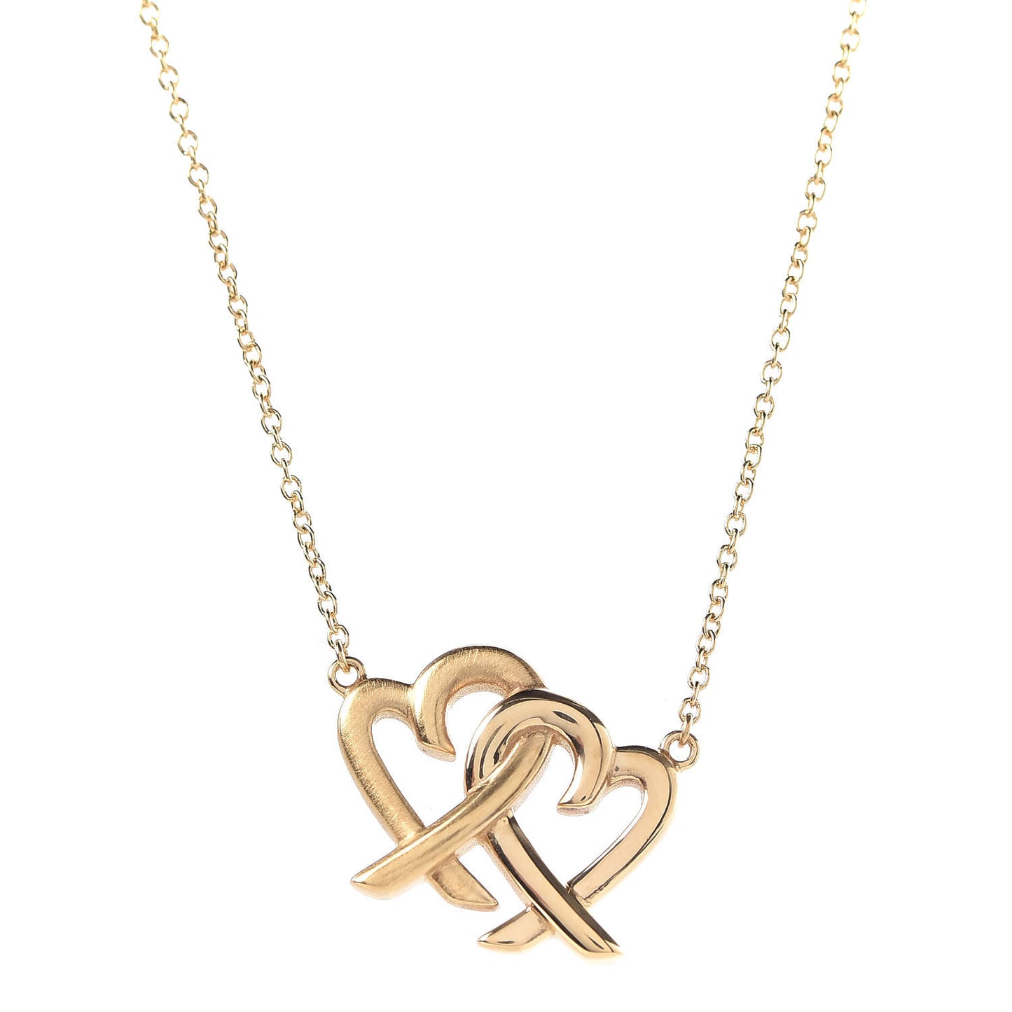 18K Yellow Gold Paloma Picasso Loving Heart Interlocking Pendant Necklace