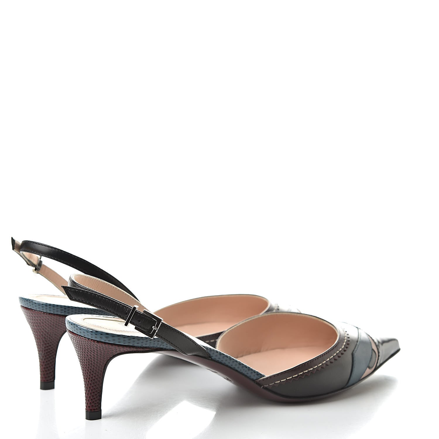 Fendi Patent Calfskin Bug Slingback Pumps 37 Multicolor 4 of 9