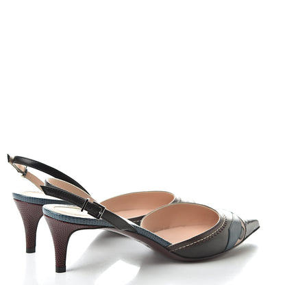 Fendi Patent Calfskin Bug Slingback Pumps 37 Multicolor 4 of 9
