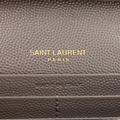 Saint Laurent Grain De Poudre Matelasse Chevron Monogram Chain Wallet Fog 7 of 14