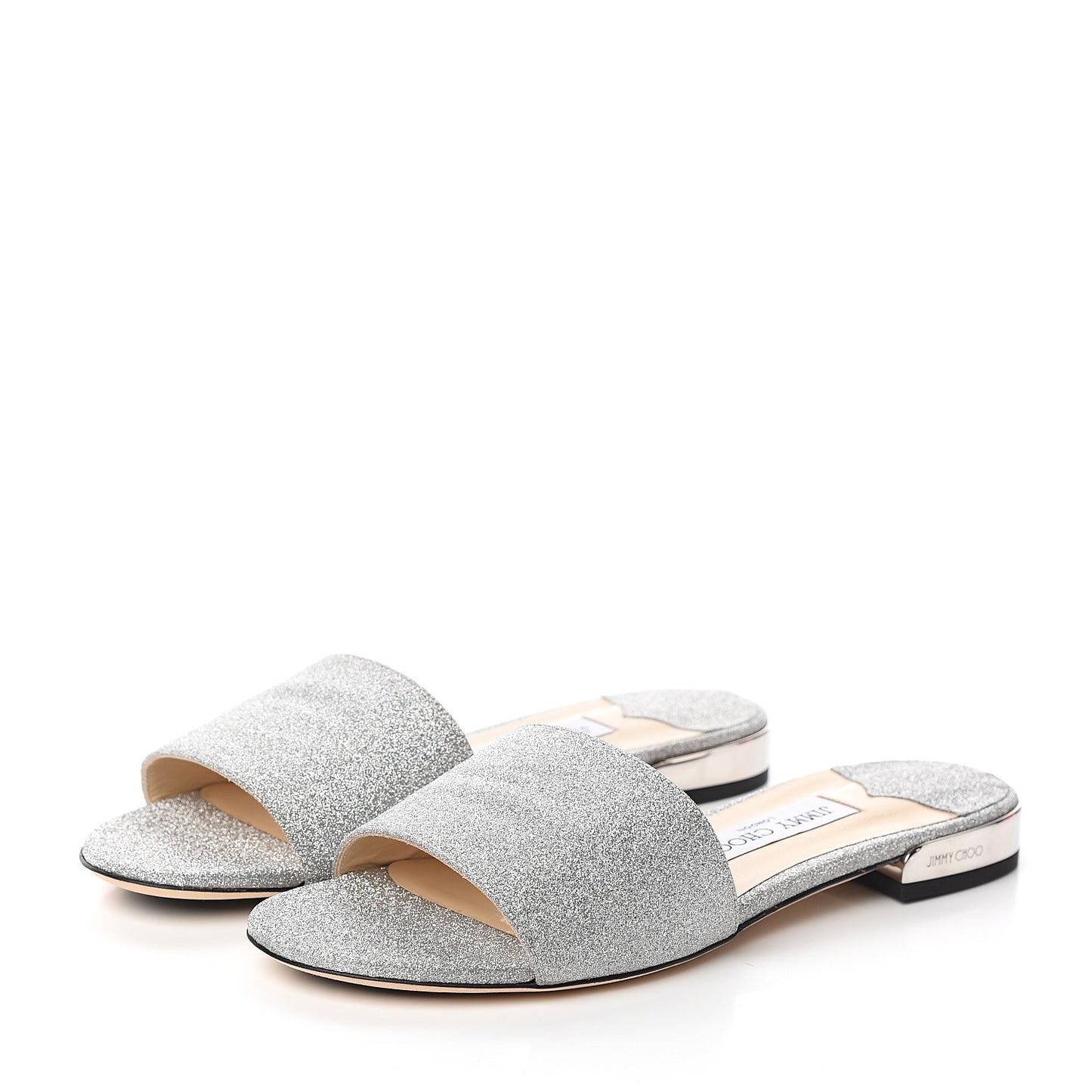 Glitter Joni Flat Slide Sandals 38.5 Silver