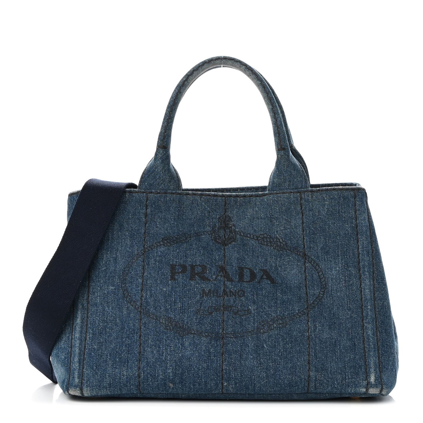 Denim Logo Tote Bleu