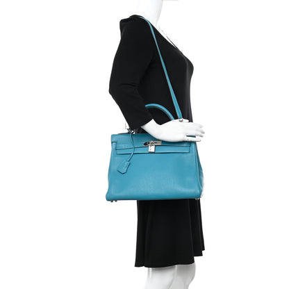 Hermes Togo Kelly Retourne 32 Bleu Paon 2 of 11