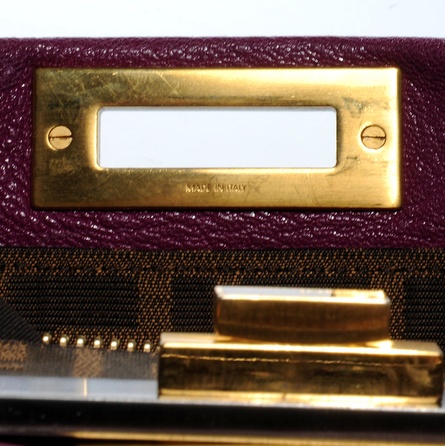 Fendi Goatskin Zucca Medium Peekaboo Iconic Satchel Ciclamino Tobacco Moro 9 of 10