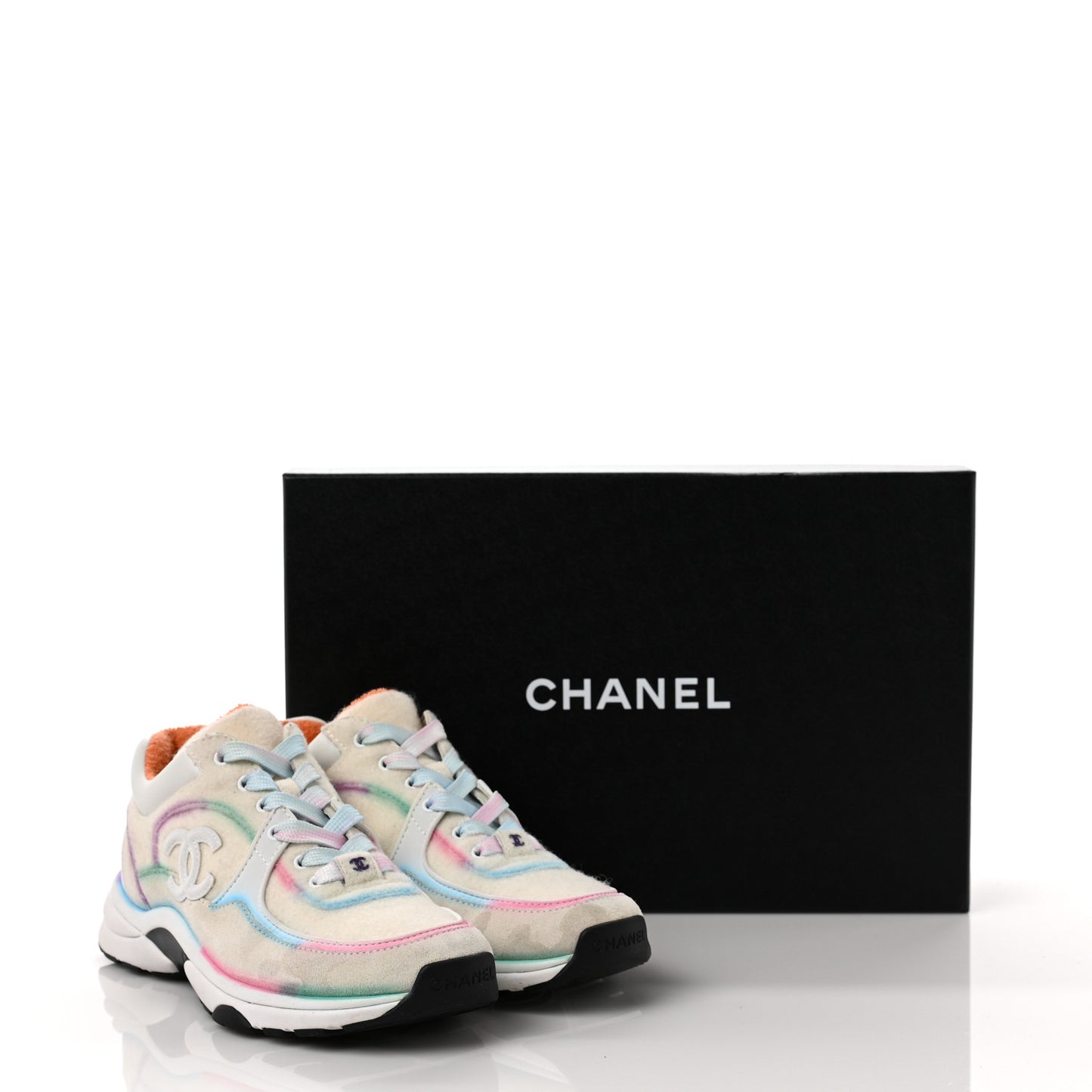 Wool Suede Calfskin CC Sneakers 36 Multicolor