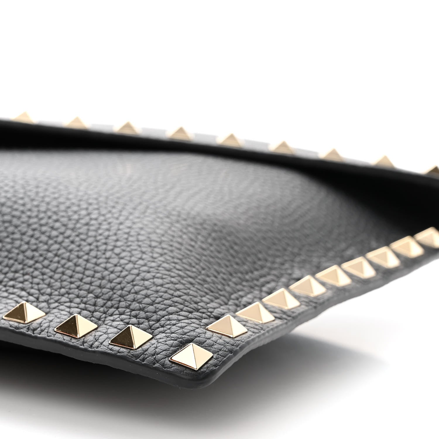 Valentino Garavani Pebbled Calfskin Large Rockstud Envelope Clutch Black 8 of 9
