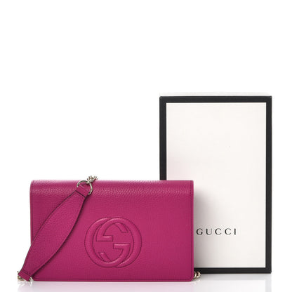 Gucci Pebbled Calfskin Soho Wallet on Chain Bright Bougainvillea 7 of 7