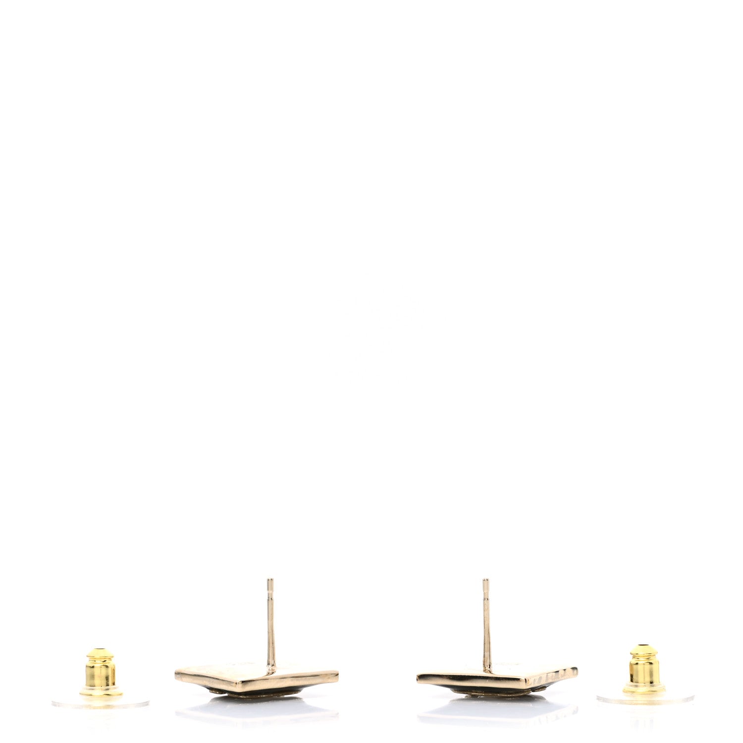 Chanel Metal Enamel CC Square Earrings Gold Black White 3 of 5
