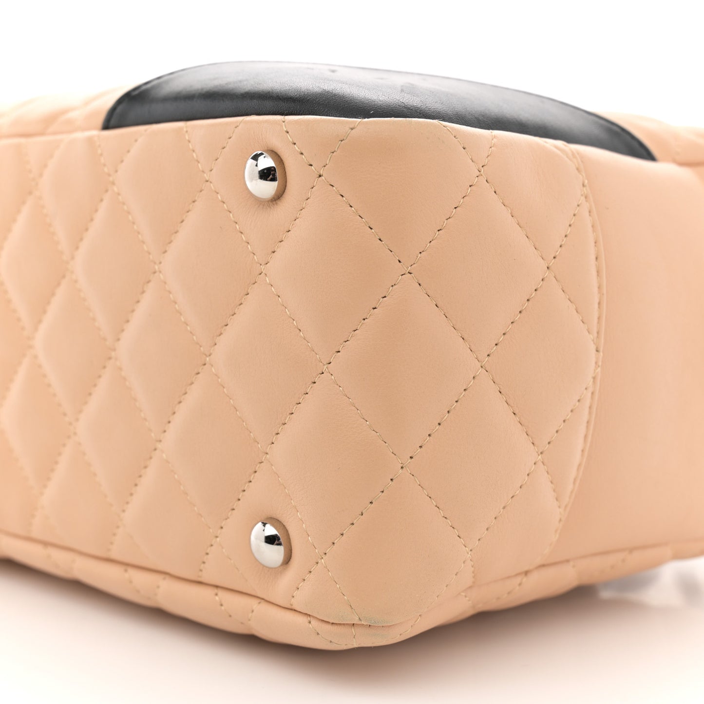 Calfskin Quilted Large Cambon Bowler Beige Black