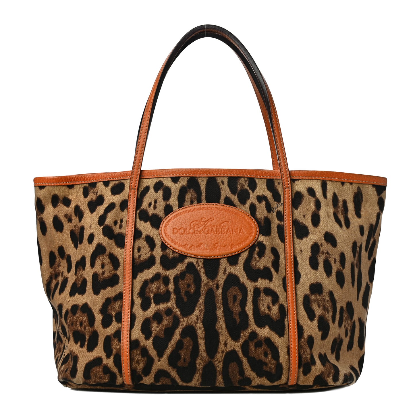 Canvas Leopard Print Medium Tote Arancio