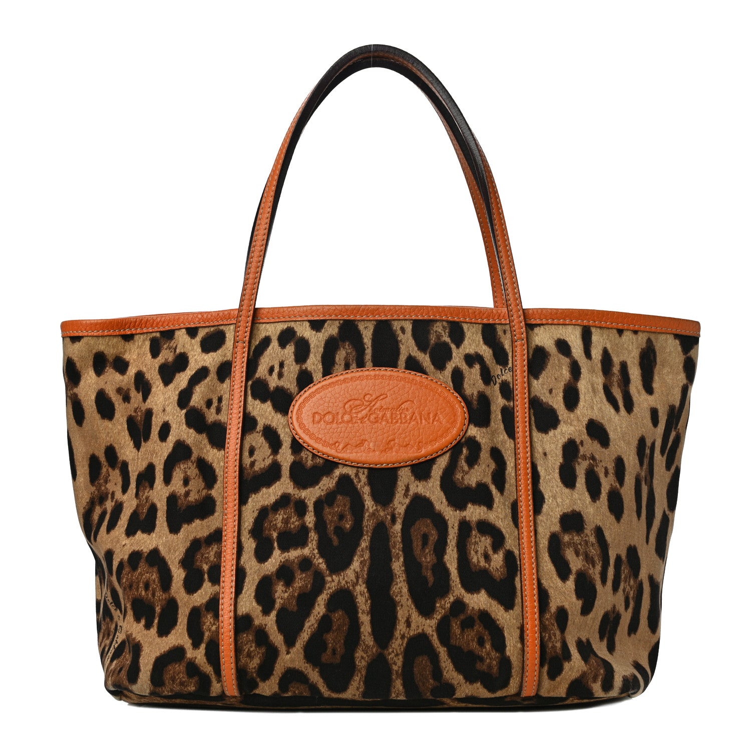 Dolce & Gabbana Canvas Leopard Print Medium Tote Arancio 1 of 11