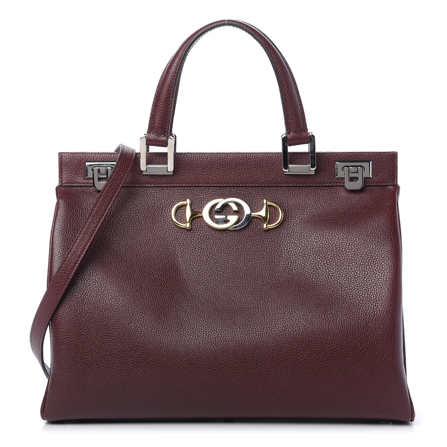 Grainy Calfskin Medium Zumi Top Handle Bag Vintage Bordeaux