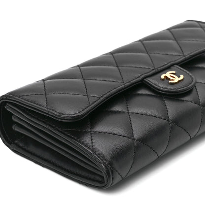 Chanel Lambskin Quilted Large Gusset Flap Wallet Black 11 of 12