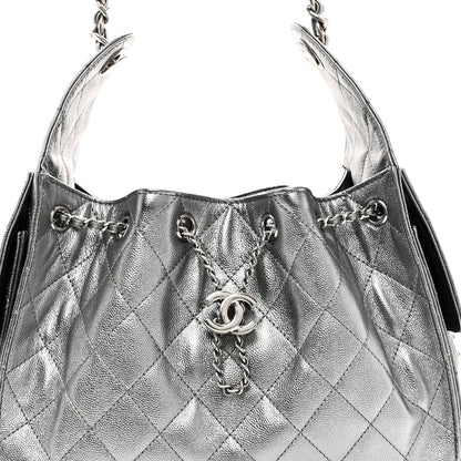 Chanel Metallic Caviar Quilted Small Chanel 25 Handbag Anthracite 8 of 10