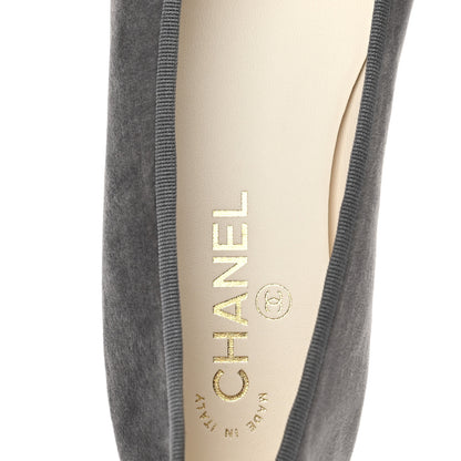Chanel Velvet Cap Toe Ballerina Flats 39.5 Grey Green 8 of 11