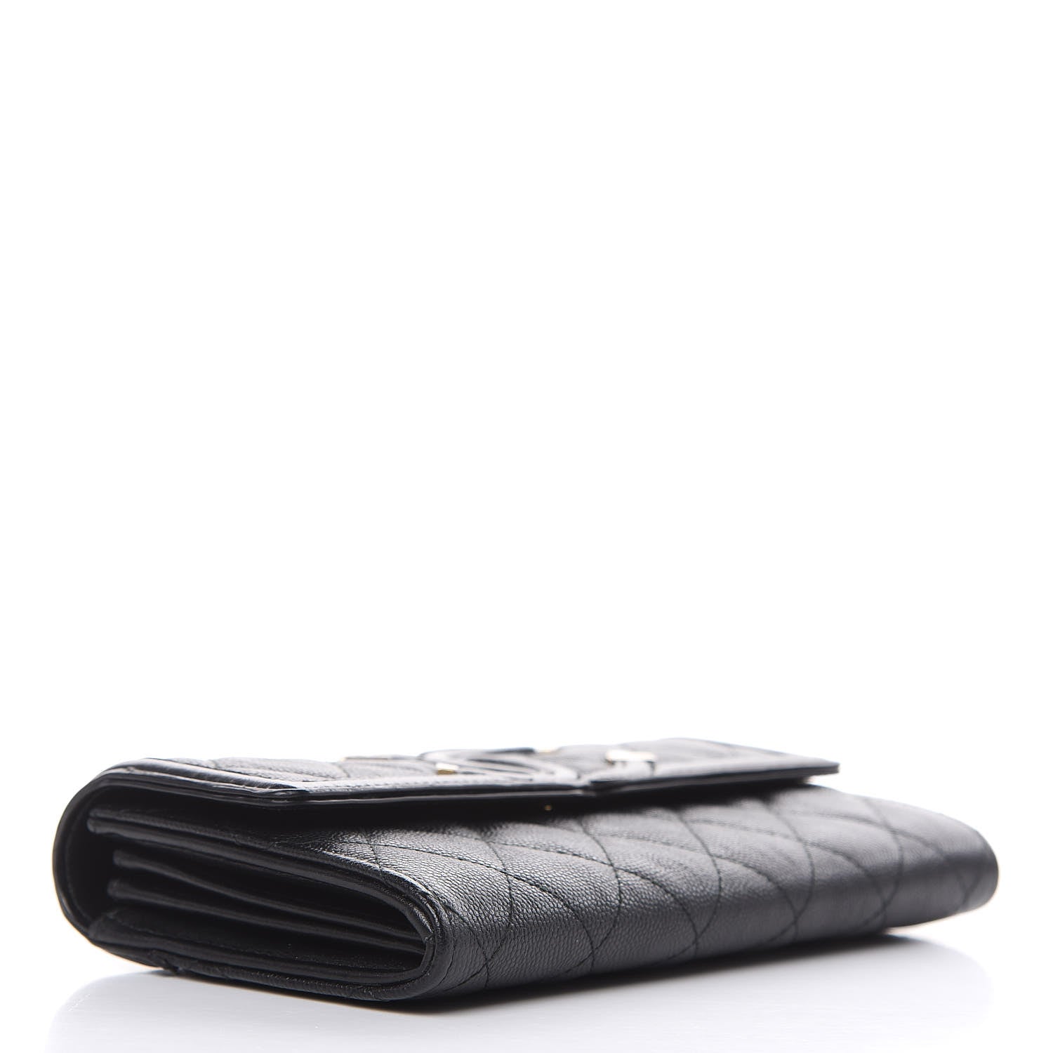 Chanel Caviar Quilted Filigree Large Gusset Flap Wallet Black 4 of 12