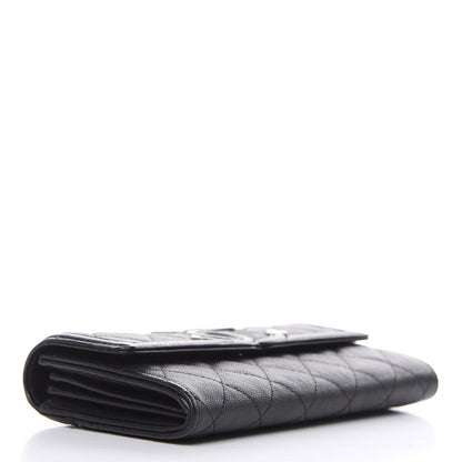 Chanel Caviar Quilted Filigree Large Gusset Flap Wallet Black 4 of 12