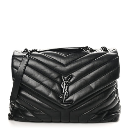 Saint Laurent Calfskin Y Quilted Monogram Monochrome Medium Loulou Chain Satchel Black 1 of 10