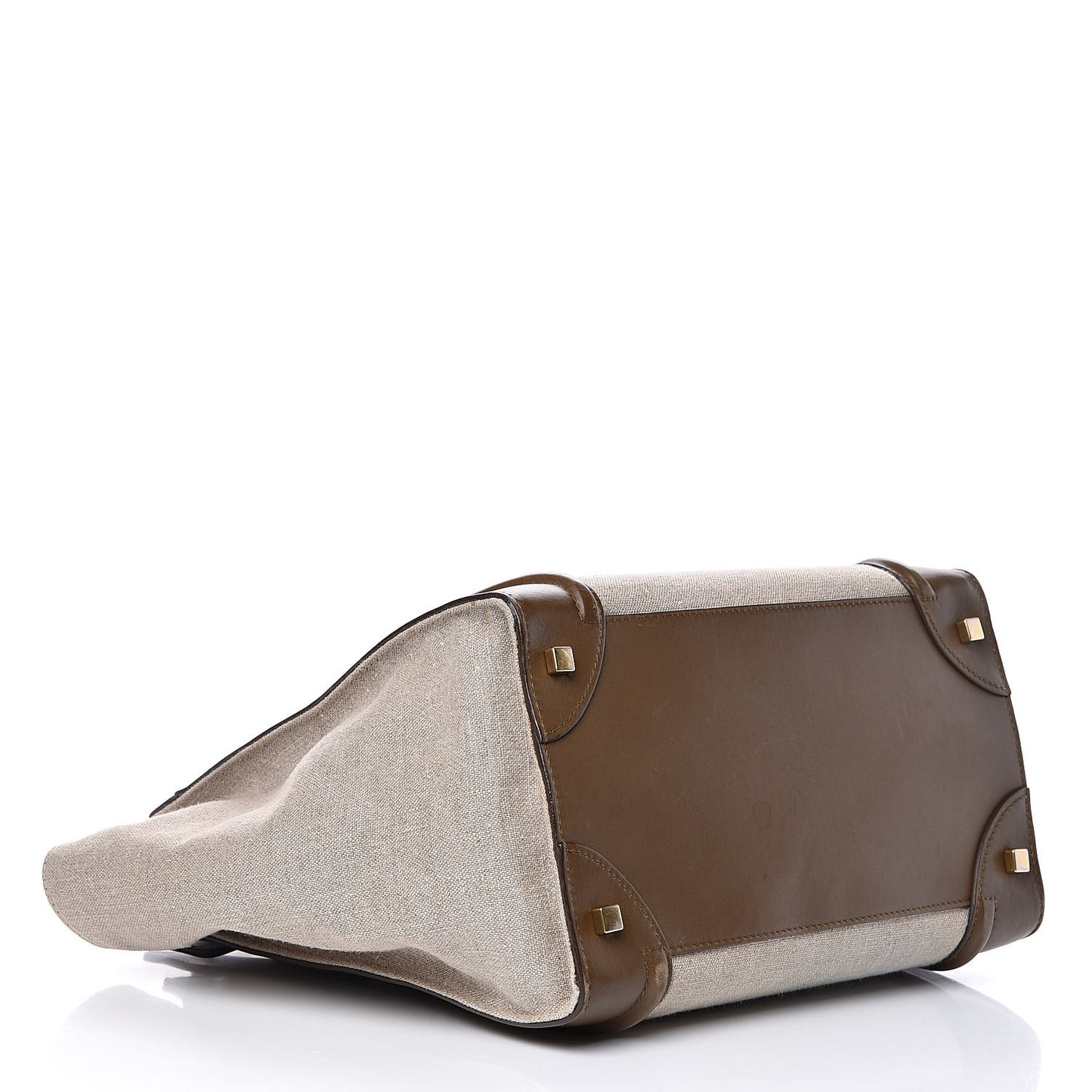 Natural Canvas Smooth Calfskin Mini Luggage Brown