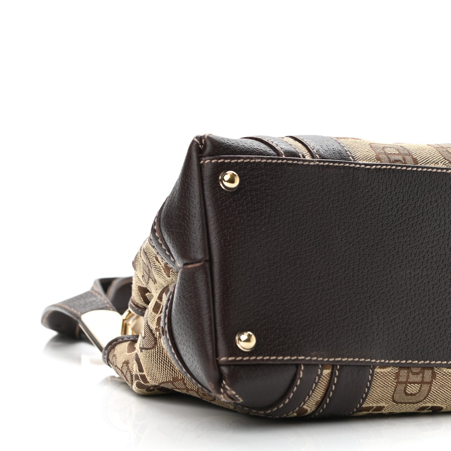 Canvas Horsebit Print Shoulder Bag Brown