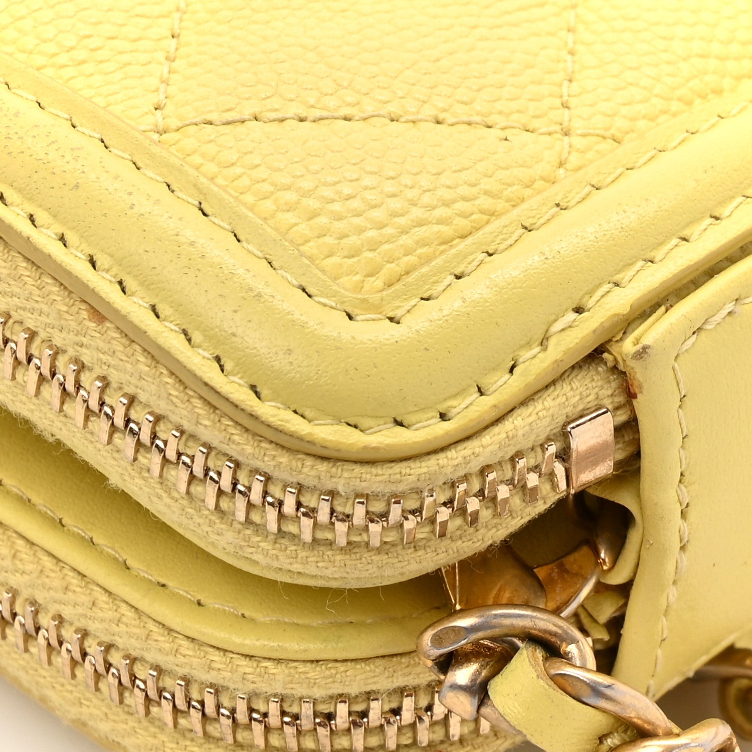 Chanel Caviar Quilted CC Filigree Clutch With Chain Yellow 15 of 17