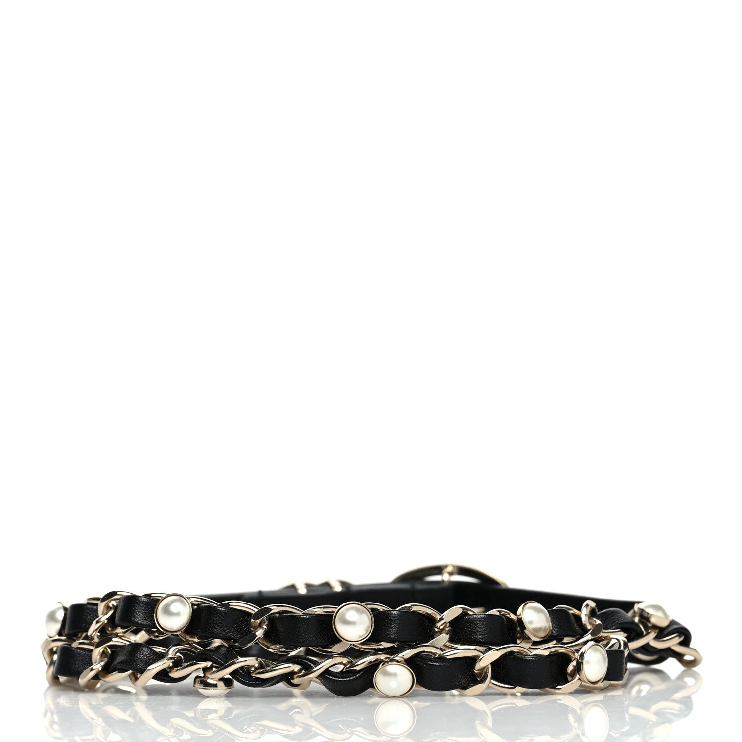 Chanel Lambskin CC Pearl Chain Belt 75 30 Black 2 of 6