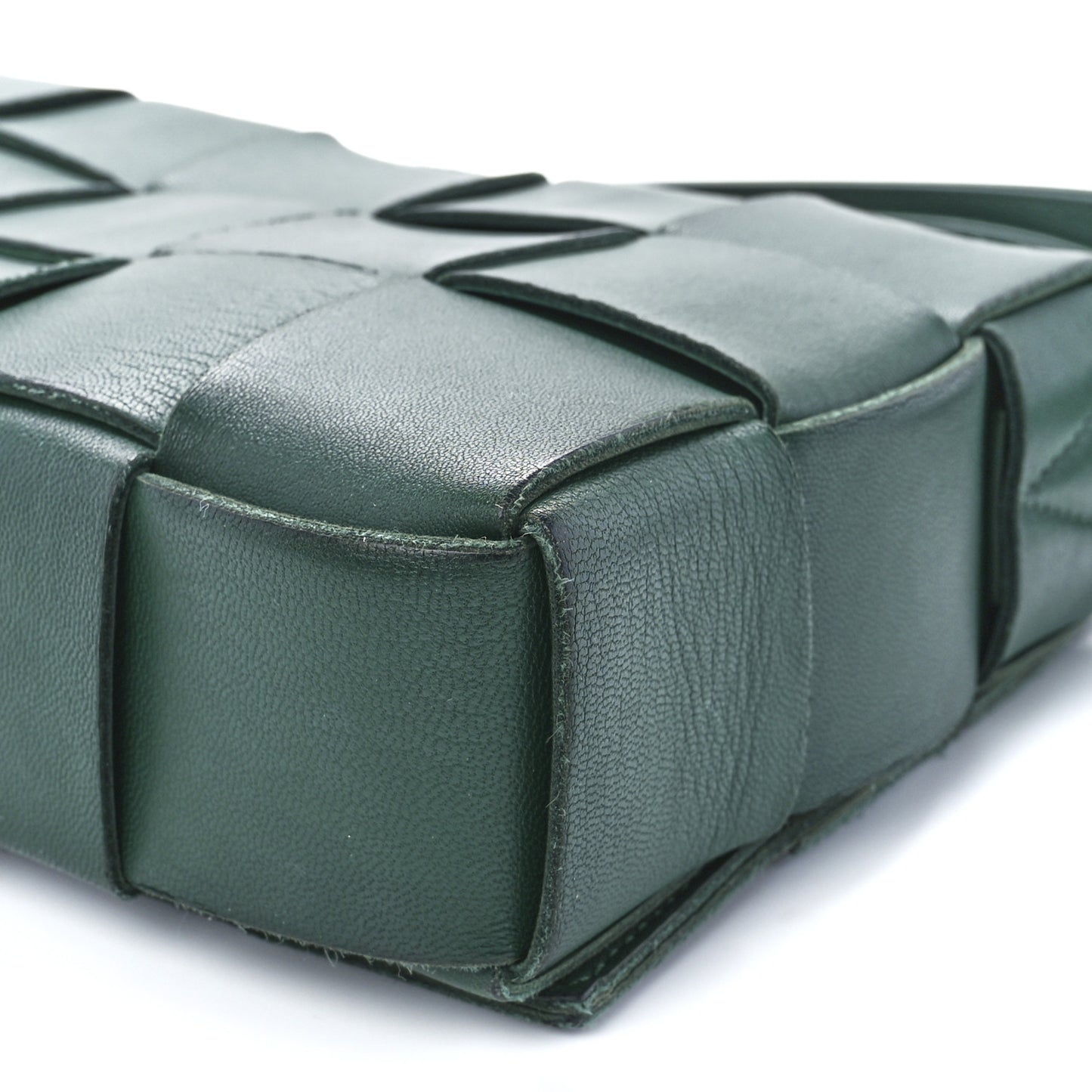 Lambskin Maxi Intrecciato Cassette Crossbody Bag Raintree Green