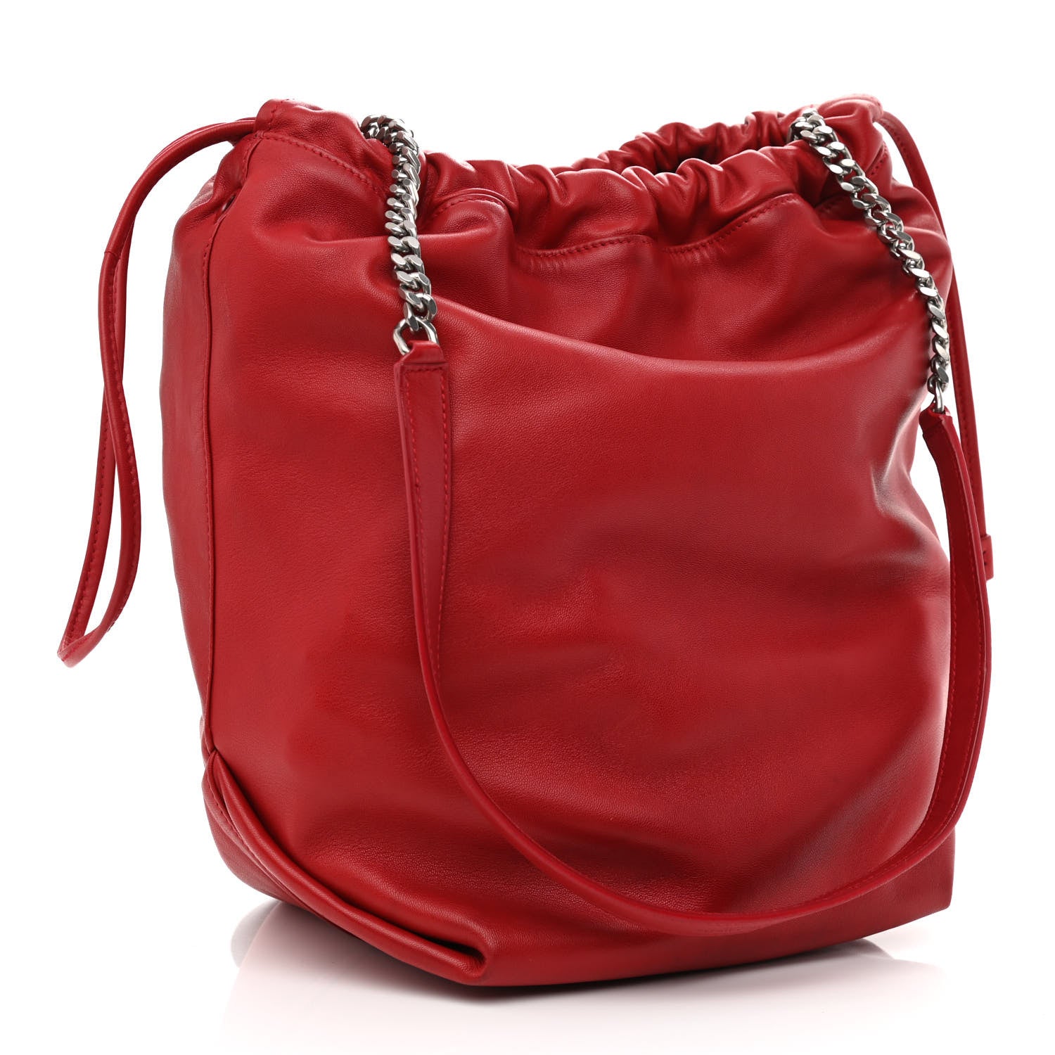 Saint Laurent Lambskin Teddy Drawstring Bag Eros Red 3 of 12