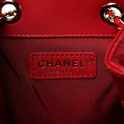 Chanel Lambskin Quilted Chain Drawstring Bag Red 6 of 16